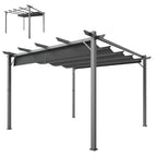 Solarias Pergola de Jardin 3x3 m avec Toit Rétractable Protection UPF30+ Drainage Cadre en Aluminium pour Patio Extérieur Gr