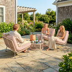 Solarias Ensemble de jardin 4 pièces Salon en polyrotin avec canapé 2 places 2 fauteuils Table en verre Assise large & profo
