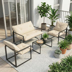 Solarias Salon de jardin 4 pièces 4 personnes avec canapé 2 places, 2 fauteuils et 1 table basse gris