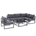 Solarias Ensemble salon de jardin d'angle design contemporain style yachting 5 places modulable avec coussins et table basse