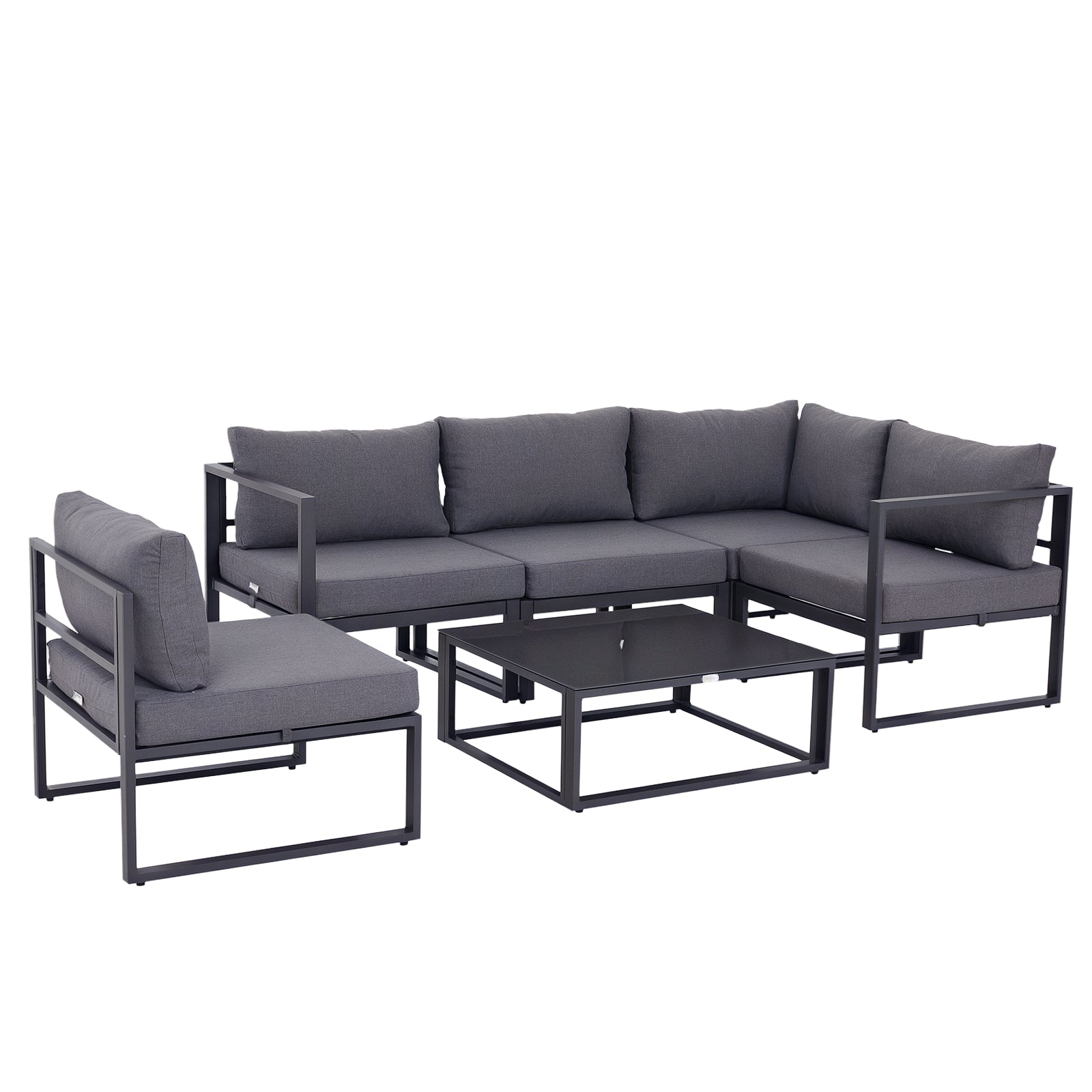 Solarias Ensemble salon de jardin d'angle design contemporain style yachting 5 places modulable avec coussins et table basse
