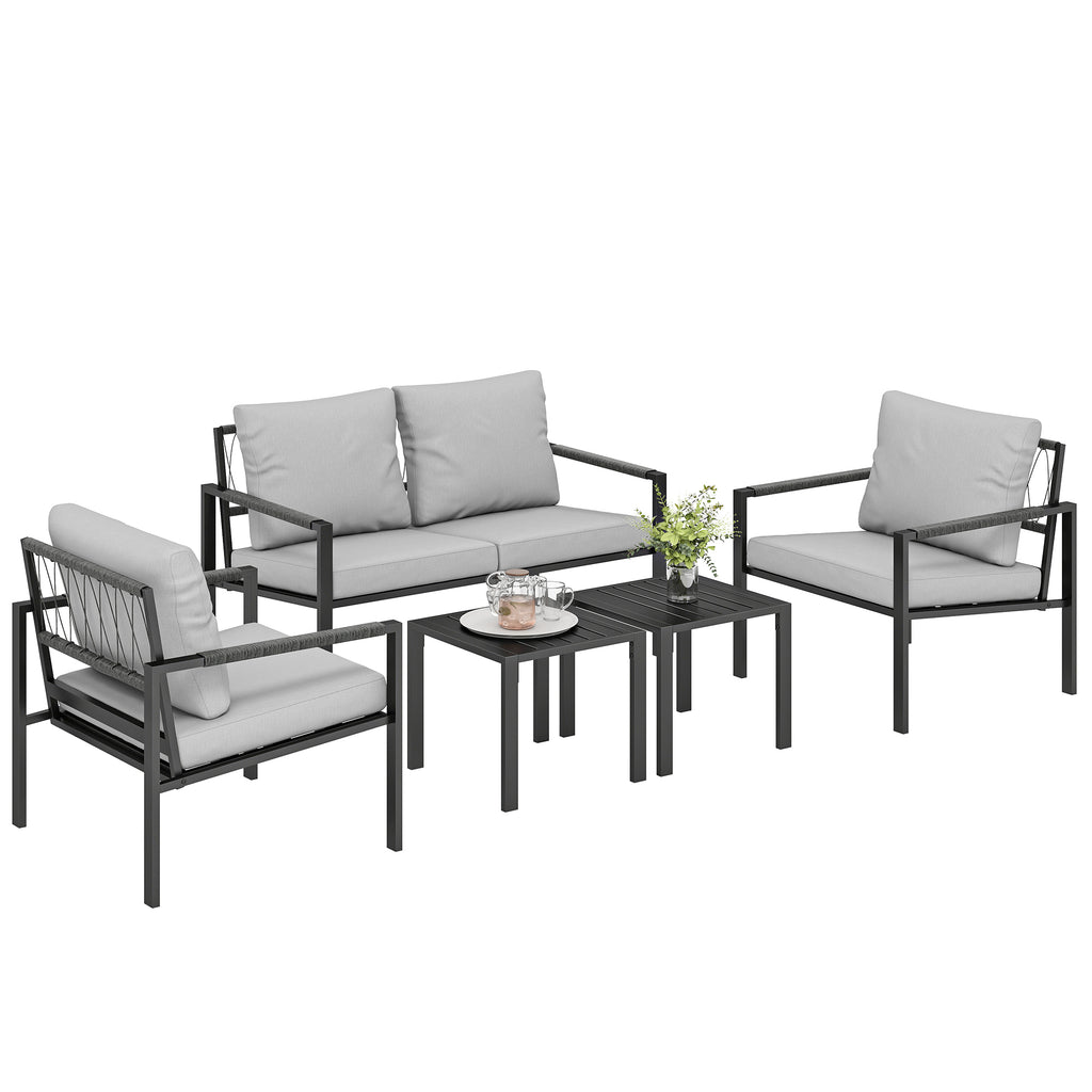 Solarias Ensemble de jardin 4 personnes résistant aux intempéries - ensemble balcon avec canapé 2 places, fauteuils, coussin