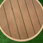 Solarias Ensemble salon de jardin 4 pièces canapé 2 places 2 fauteuils avec 7 coussins 1 table basse ronde, résine tressée