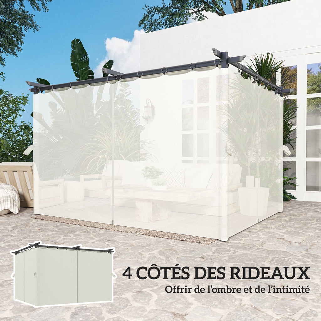 Solarias Pergola 3 x 3 m avec Auvent Rétractable et Rideaux, Abri de Soleil UPF30+ pour Jardin, Terrasse, Extérieur