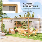 Solarias Pergola extérieure 4 x 3 m avec toit rétractable et cadre en aluminium effet bois