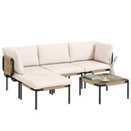 Solarias Ensemble lounge en Polyrattan 5 pièces avec 3 fauteuils, table en verre, repose-pieds, assise large & profonde, cou