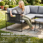 Solarias Salon de Jardin Extérieur 5 Pièces, 2 Canapés, 2 Tables, 1 Chaise, Pochette de Rangement, 182x167x65cm, Gris Foncé
