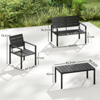 Solarias Salon de jardin extérieur 4 pièces canapé 2 places, 2 chaises et table basse, mobilier de jardin terrasse veranda, 