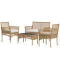 Solarias Ensemble salon de jardin 4 pièces canapé 2 places 2 fauteuils 1 table basse plateau verre trempé