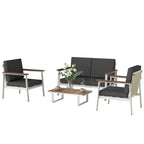 Solarias Ensemble Canapés Jardin 4 Personnes: 2 Fauteuils, Canapé, Table Basse.