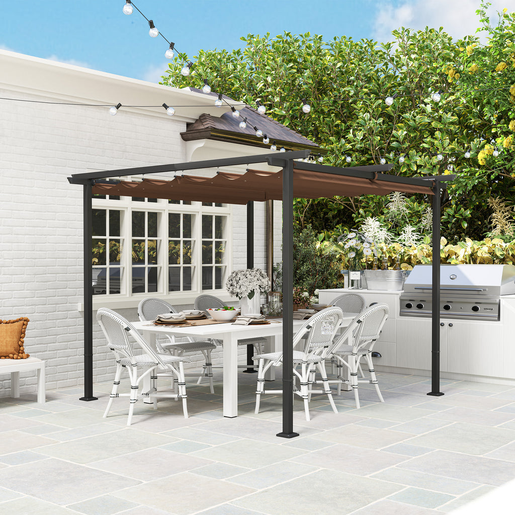 Solarias Pergola jardin exterieur 3x3 m toit coulissante rétractable polyester haute densité 180g/m², abri soleil UPF30+, ma