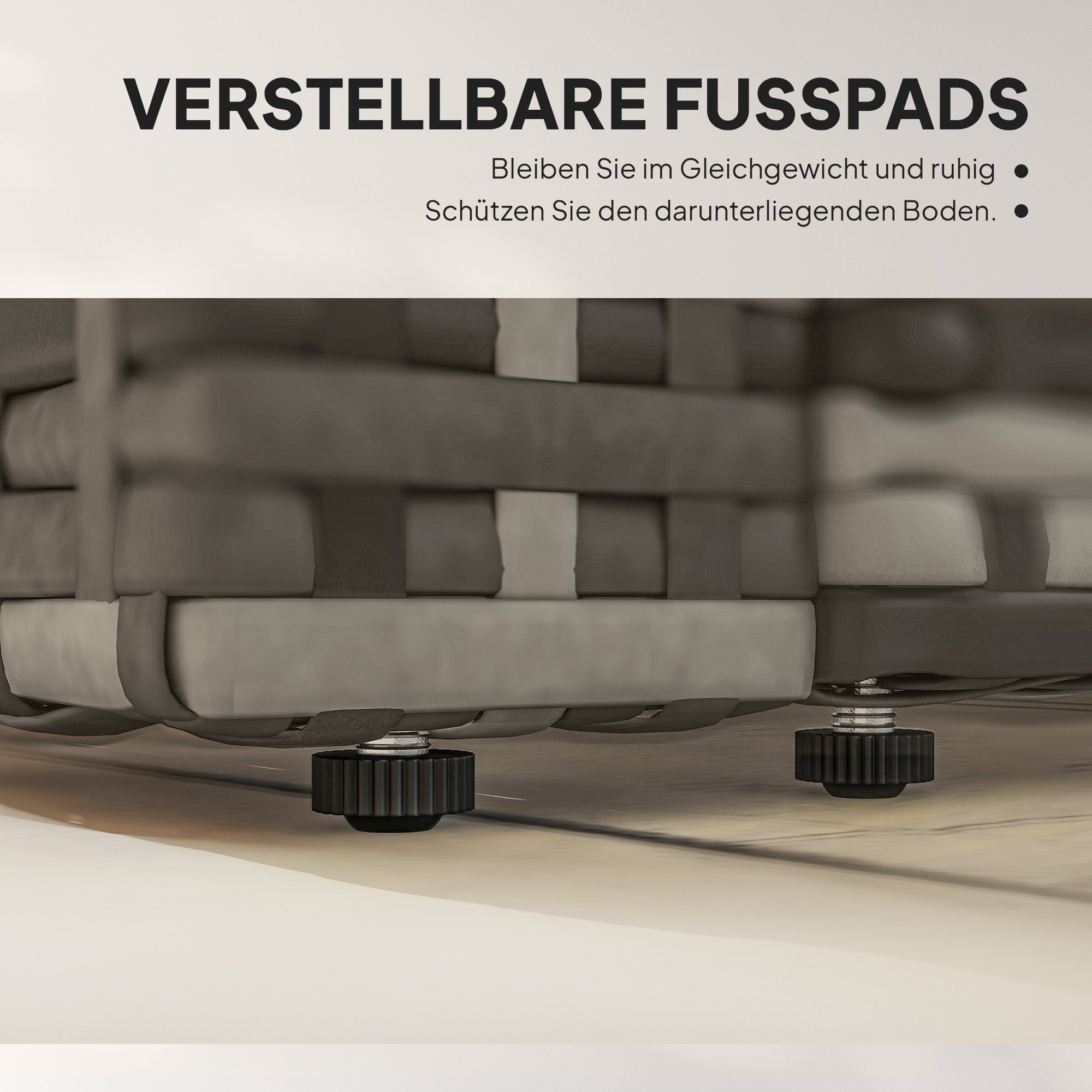Solarias Canapé 2 places en rotin avec coussins Pliable Plateaux latéraux Sofa lounge Gris clair