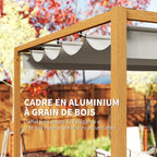 Solarias Pergola extérieure 4 x 3 m avec toit rétractable et cadre en aluminium effet bois
