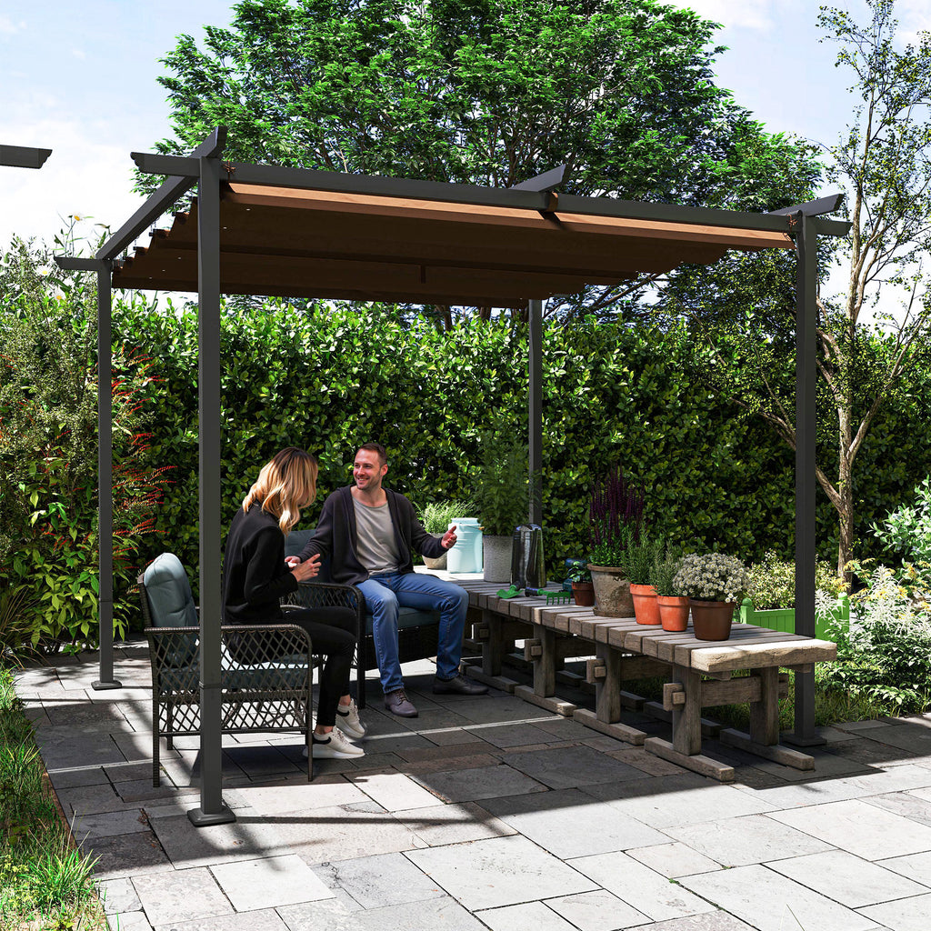 Solarias Pergola jardin exterieur 3x3 m toit coulissante rétractable polyester haute densité 180g/m², abri soleil UPF30+, ma