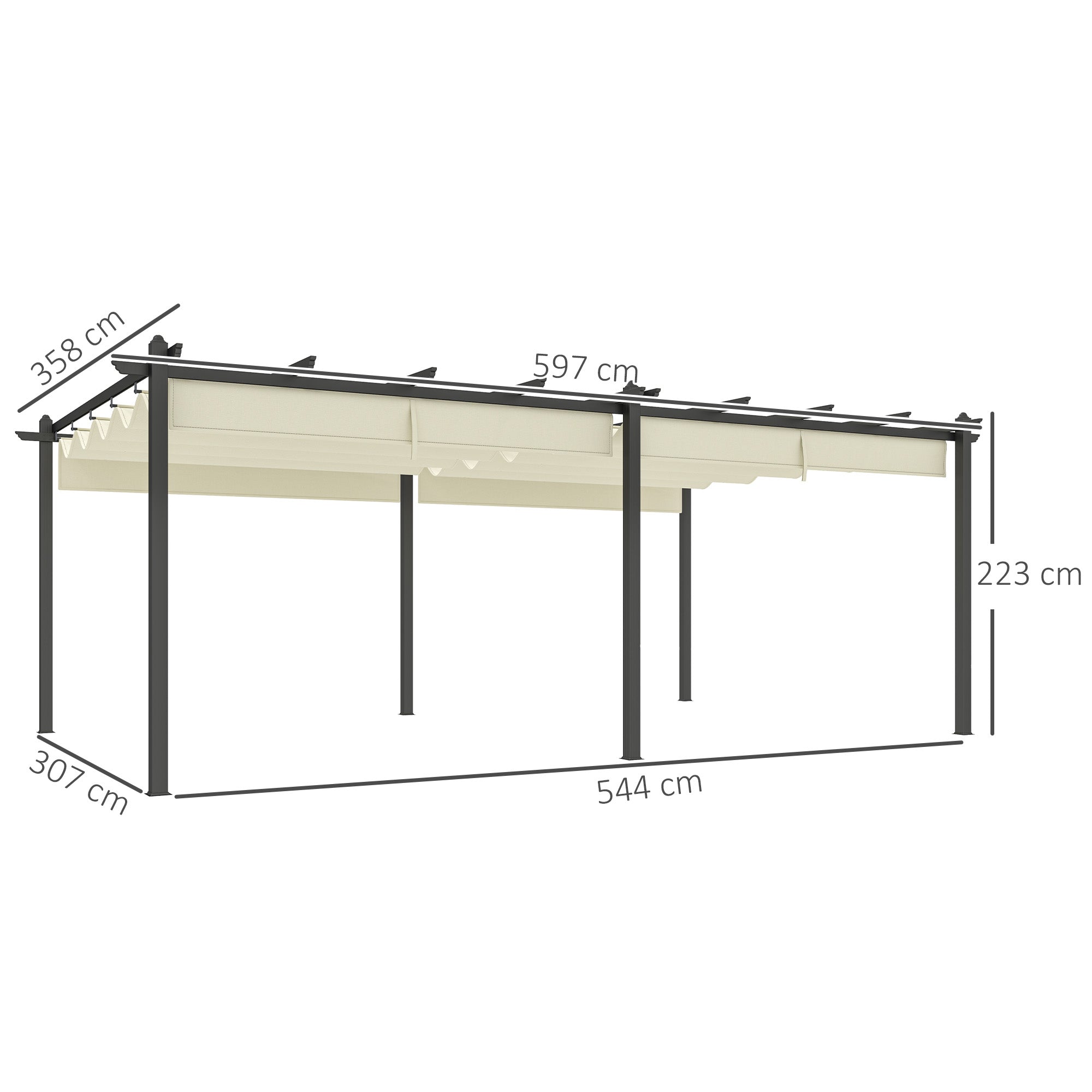 Solarias Pergola rétractable 3,5 x 6 m pergola pour terrasse structure en aluminium + toile polyester - beige