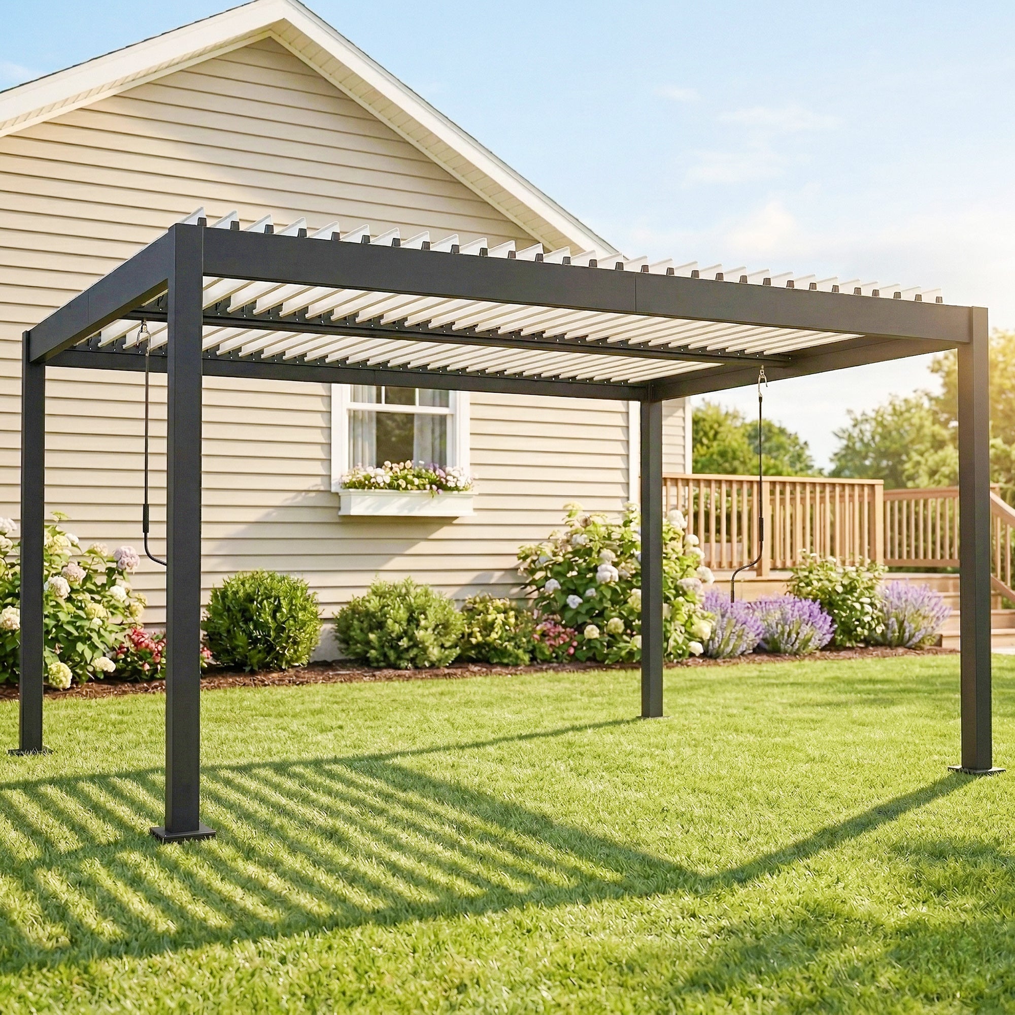 Solarias Pergola Bioclimatique 4x3m en Aluminium à Toit Louvred Ajustable, Protection Soleil, pour Jardin Extérieur, Blanc