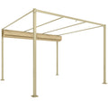 Solarias Pergola de jardin 3 x 3m avec toit rétractable et fixation magnétique, auvent de protection solaire, UPF30+, kaki