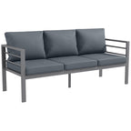 Solarias Canapé de jardin 3 places avec coussins d'assise et dossier - canapé extérieur en aluminium 185L x 66l x 64H cm