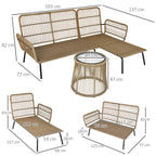 Solarias Salon de jardin extérieur d'angle moduable 4 places en résine tressée canapé de jardin extérieur avec table basse c