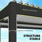 Solarias Pergola Bioclimatique 4x3m en Aluminium à Toit Louvred Ajustable, Protection Soleil, pour Jardin Extérieur, Blanc