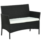 Solarias Canapé de Jardin à 2 Places avec Coussin et Accoudoirs en Rotin PE et Acier, 100x54x80cm, Noir